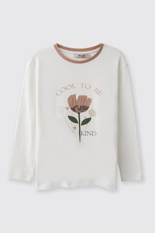 Panço Kız Çocuk Çiçek Desenli Pijama Takımı Bej