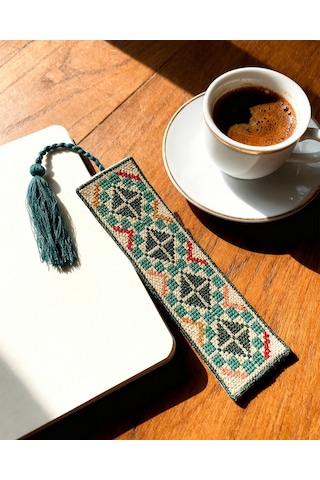 Geometrik Desenli Filistin Nakışlı Ayraç 16x5 Cm