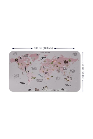 Eğitici Dünya Haritası Dünya Atlası Çocuk Ve Bebek Odası Duvar Sticker-60x105-3798 - Renkli Çok Renkli