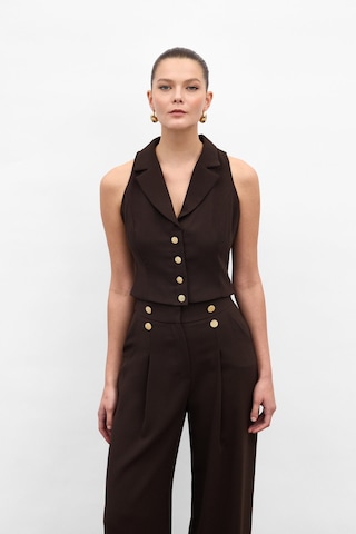 Sateen Eva Yelek - Kahve-136980 Kahve