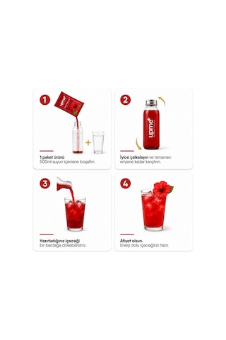 Upme Cool Hibiscus Hibiskus Aromalı İçecek Tozu 10'lu Paket Vitamin C Stevia Doğal Aroma 10 G