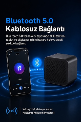 Dexim Sc-836 Kare Bluetooth Hoparlör - Siyah