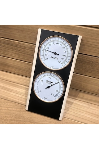 Honeybeeshop Siyah Çift Ölçekli Paslanmaz Çelik Higrometre Termometre Sauna Spa Aksesuarı Entegre Panel