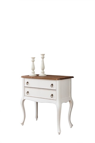 Wooding Masif 2 Çekmeceli Beyaz Ceviz Komodin - Mini Konsol