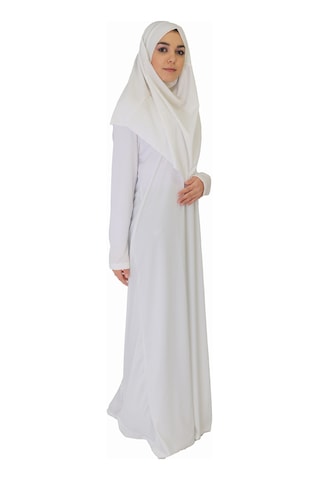 Beyaz Fermuarsız Namaz Elbisesi Beyaz