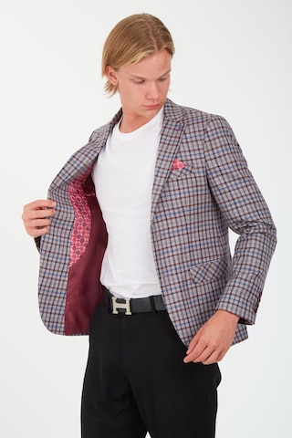 Sposo 5138 Dar Kalıp Kare Desenli Bordo Erkek Blazer Ceket Bordo