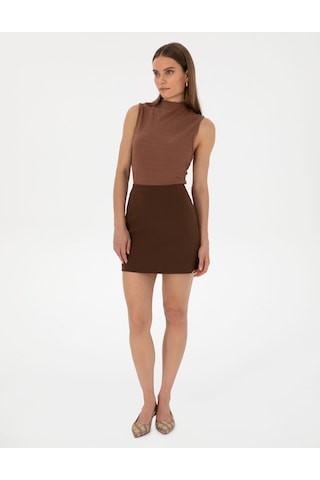 Pierre Cardin Kadın Koyu Kahverengi Etek Dokuma 50318251-vr084 Koyu Kahverengi