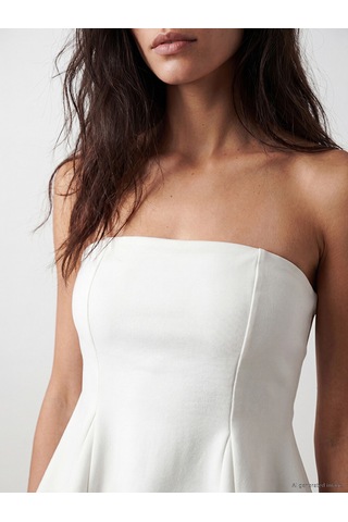 Lcw Vision Beyaz Straplez Yaka Peplum Korse Bluz