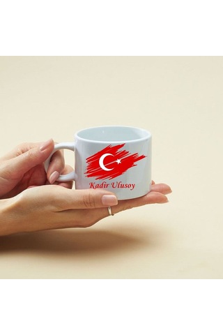 Kişiye Özel Ay Yıldız Tasarımlı Motto Kahve Fincanı Hediye Ve Özel Günler İçin Şık Tasarım Beyaz