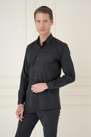 Efor Slim Fit Pamuk Uzun Kol Klasik Siyah Gömlek Gk 745 Siyah