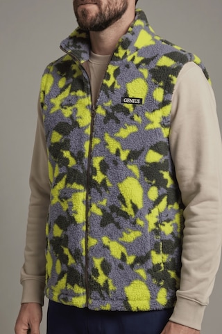 Genius Store Erkek Yelek İçi Şardonlu Sherpa Peluş Yelek Tam Fermuarlı Cepli Kuzu Outdoor Yelek Sarı