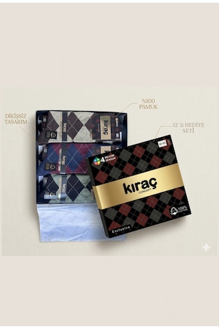 Sior Kıraç Concept Exclusive Ekose Desenli Pamuklu Burun Dikişsiz Erkek Çorap Bileği Sıkmayan Lastik 12 A Asorti