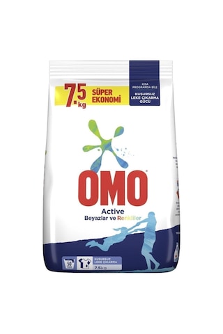 Omo Active Renkliler & Beyazlar Toz Çamaşır Deterjanı 7.5 Kg X 2 Adet