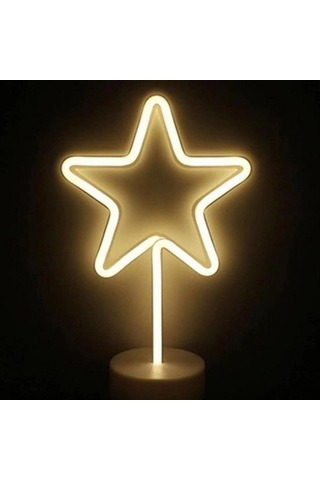 Yıldız Tasarımlı Neon Led Masa Ve Gece Lambası Dekoratif Işık Çok Renkli