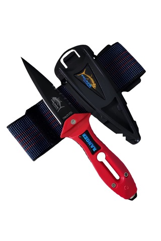 Pelajik Ranger Pro Kol Bandı Dalış Bıçağı Şiş Kakıçlı Paslanmaz Çelik Zıpkıncı Bıçağı Kırmızı