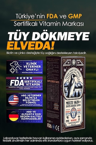 Tr Multi Skin+ Kedi Tüy Dökülme Önleyici Engelleyici Biotin Tüy Dökümünü Ve Azaltan Tüy Sağlığı Damlası