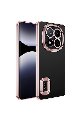 Noktaks - Xiaomi Uyumlu Xiaomi Redmi Note 14 Pro 4g - Kılıf Kamera Korumalı Logo Gösteren Koruyucu Omega Kapak - Rose Gold T37166 Rose Gold