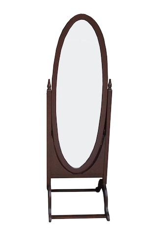 Ayna Boy Oval Ahşap Kayın Ve Mdf İskelet. Parlak Ceviz Lake Boya Ayna Kutuda Sevk El Yapım Ahşap