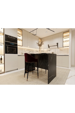 Asra Trend Mutfak Adası MA-03 %100 MDF Yemek ve Bar Masası Royal Mermer