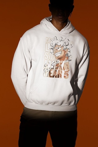 Monkey D. Luffy Nika Gear 5 Baskılı Unisex Oversize Anime Hoodie Beyaz