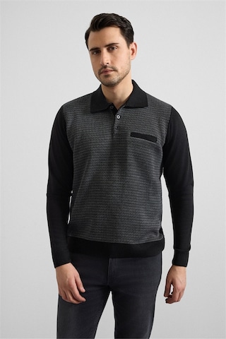 Süvari Siyah Regular Düz Fermuarlı Polo Yaka Sweatshirt Sw2013700011-s09 Siyah