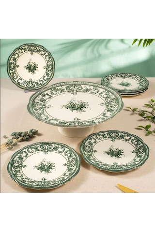 Fecra Majestic Green 8 Parça Sunum Seti Beyaz - Yeşil