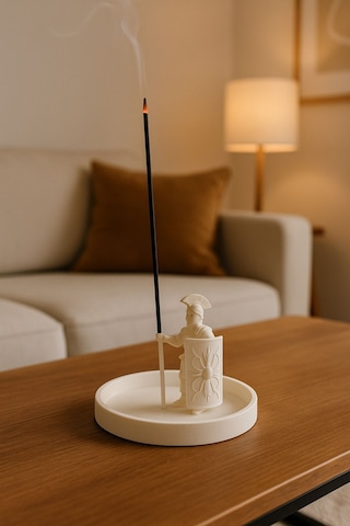 Oxyteez Dekoratif Tütsülük Figür Krem Renk Reçine Tasarım Ev Ve Ofis Dekorasyonu