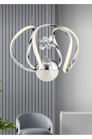 Luxora Model Krom Kaplama 3 Renk Metal Salon Mutfak Oturma Yatak Odası Modern Led Sarkıt Avize Krom