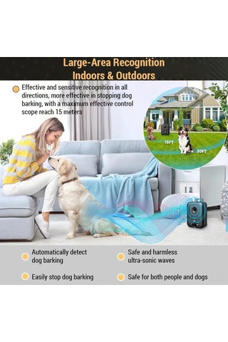 Qingmipy Taşınabilir Güçlü Ultrasonik Köpek Susturucu, Su Geçirmez Tasarım, 3 Modlu, Şarj Edilebilir, Geniş Kapsama Alanı, Siyah