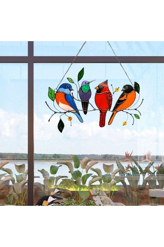 Yunboo Renkli Çift Taraflı Alaşım Kuş Gömlek, Pencere Dekorasyonu, Güneş Işığı İle Parlayan Ev Ve Bahçe Aksesuarı