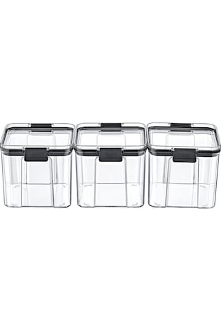 Saklama Kapları - 3'lü Set Orta 3 X 700 Ml - Ft-105 Antrasit Ve Seffaf