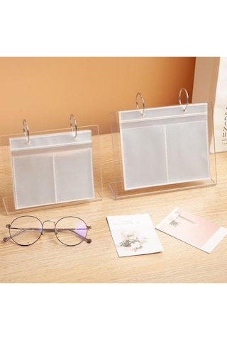 3-6 İnç Masaüstü Küçük Fotoğraf Albümü Akrilik Flip-up Mini Fotoğraf Kitabı Fotoğraf Vitrin Rafı 34/68 Cepler Masa Üstü Resim Ekran Standı Xl