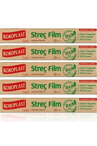 Koroplast Doğal Streç Film 25 Mt X 5 Paket