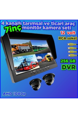 7 İnç Dvr Monitör 2 Adet Ahd 1080p Ultra Mini Kamera 150'' Lens