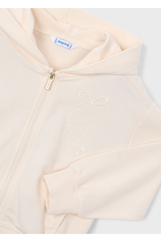 Kız Çocuk Fermuarlı Kapüşonlu Sweatshirt 3457 Krem