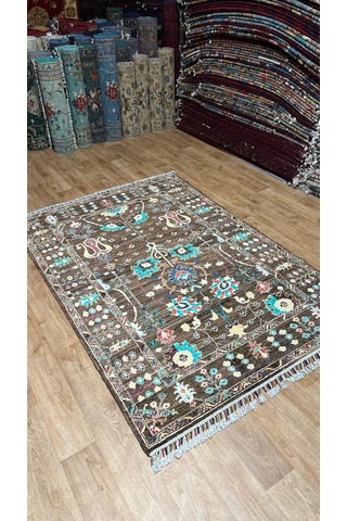 El Dokuma Afghan Halısı Kahverengi