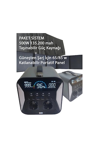 Paket Güç Kaynağı 135.200 Mah Powerbank 550w,katlanabilir Panel