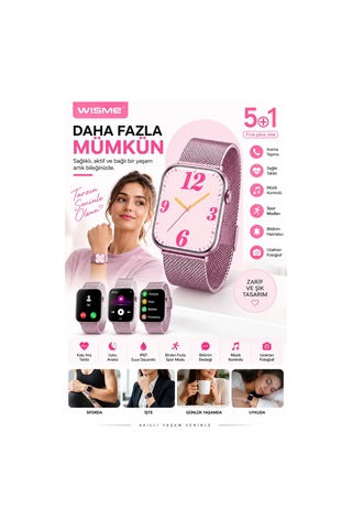Akıllı Saat Zindelik Takibi Spor Modu Arama Ve Müzik Kontrolü