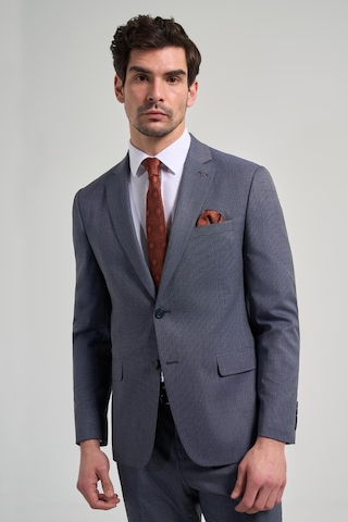 İmza Kendinden Desenli Bez Ayağı Mono Yaka Tam Astar Esnek 6 Drop Slim Fit Takım Elbise 1001250168 Lacivert
