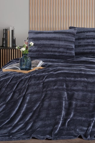 Zebra Casa Cozy Çift Kişilik Battaniye Takımı Lacivert