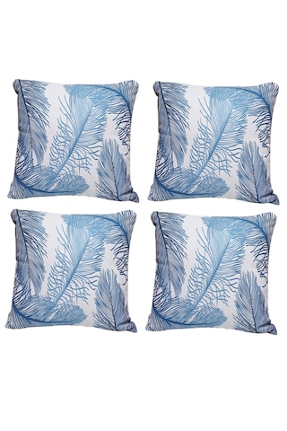 Modern Tarz Dijital Baskılı 4 Lü Dekoratif Kırlent Kılıfı Seti 43x43 Cm Şık Ve Renkli Tasarımlar Mavi - Beyaz