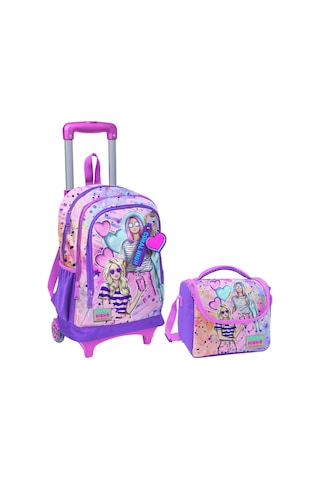 Coral High Pembe Mor Fashion Girl Işıklı Tekerlekli Okul Çantası Ve Beslenme Seti - Kız Çocuk