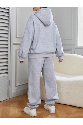 Gri East Hampton Baskılı Kapüşonlu Sweatshirt Ve Eşofman Altı Eşofman Takımı Gri