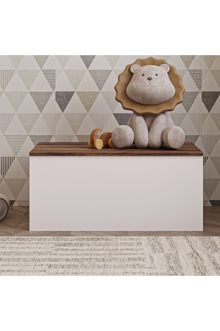 Florya Çok Amaçlı Oyuncak Ve Depolama Sandığı - Antrasit Ve Beyaz - 90 Cm - Beyaz