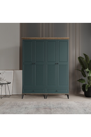 Beenal Nisa 4 Kapaklı Gardırop Dolap 160cm Atlantik Çam-yeşil