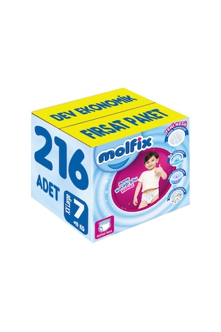 Molfix Külot Bebek Bezi Beden:7 19+kg Xx Large 216 Adet 7 Numara 8'li