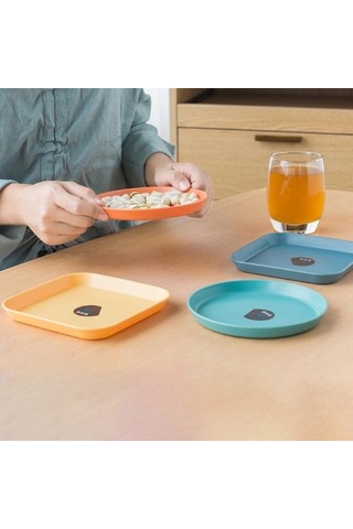 Mavi 1 Takım Tükürük Kemik Tabağı Kolay Temizlenebilir Yeniden Kullanılabilir 6 İnç Japon Tarzı Meyve Tabağı Yuvarlak