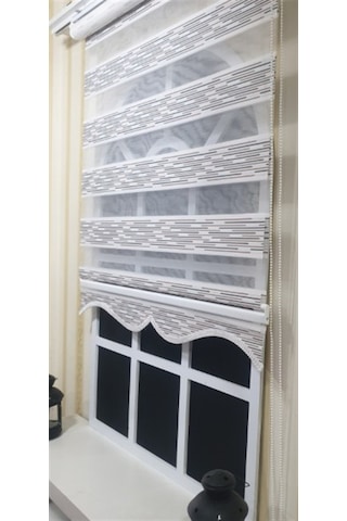 Zebra Stor Perde Efektli Etek Dilimli St 033 Ekru