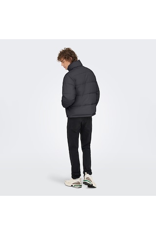Only&sons Pack Life Puffer Erkek Gri Dik Yaka Mont Gri