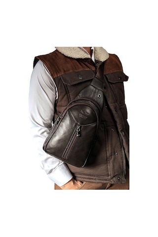 Erkek Taba Hakiki Deri Askılı Postacı Çantası Kangaroo K. 1012-T